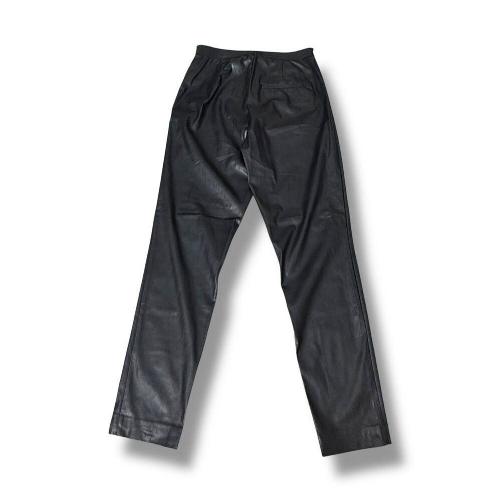 NWT French Connection Black Faux Leather Straight Leg Pants | Size 8 - Picture 4 of 9